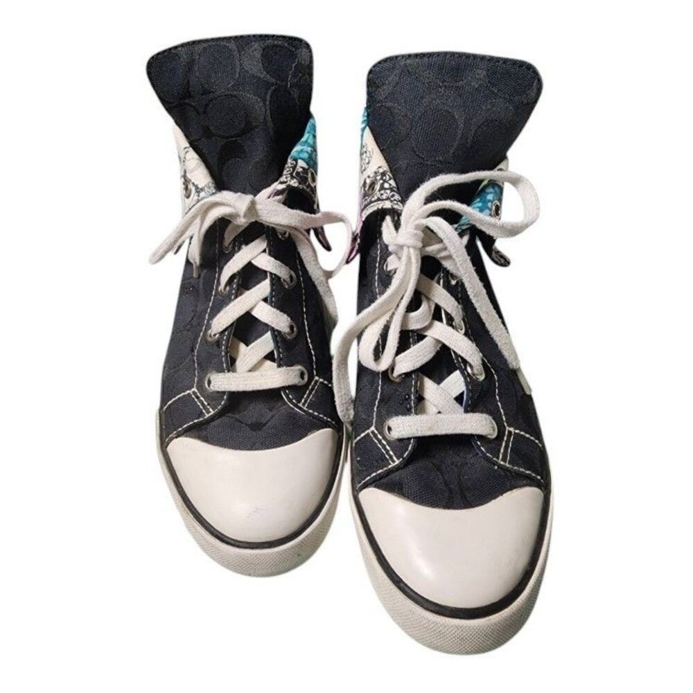 COACH Bonney Black Signature Butterfly Fold-Over Sneaker Size 7.5 - Picture 2 of 10